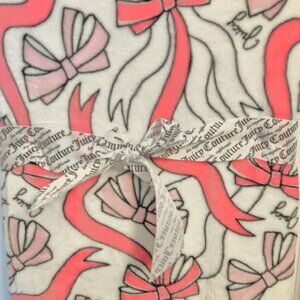 JUICY COURURE Pink Bow Plush Printed Blanket 60” x 90” NWT #248